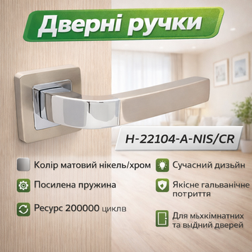 Ручки дверные межкомнатные H-22104-A-NIS/CR матовый никель/хром 0182 фото