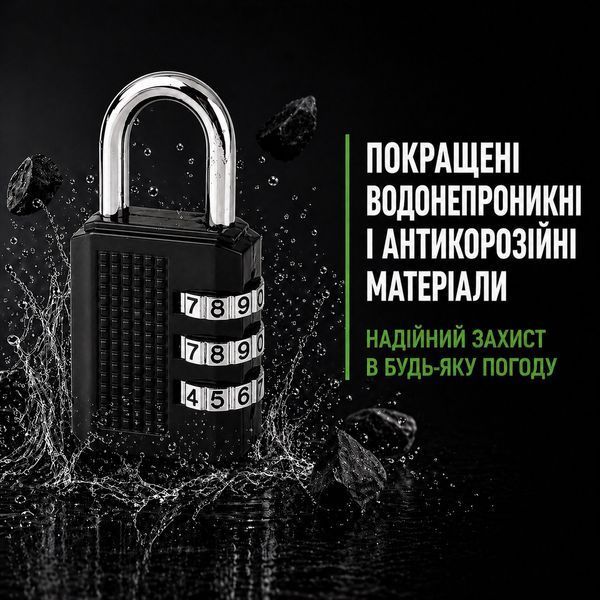 Навісний кодовий замок ZB 35 чорний 0848 фото Навісний кодовий замок ZB 35 чорний 0848 фото