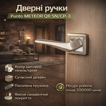 Ручка дверная раздельна Punto Meteor QR SN/CP-3 матовый никель, хром 0262 фото