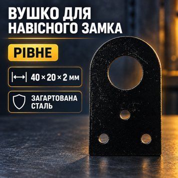 Ушко для навесного замка ровное 40*20*2мм закаленная сталь черное 0660 фото