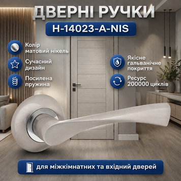 Ручки дверні міжкімнатні H-14023-A-NIS матовий нікель 0166 фото