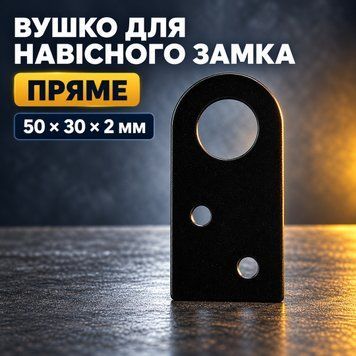 Ушко для навесного замка ровное 50*30*2мм закаленная сталь черное 0661 фото