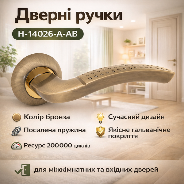 Ручки дверные межкомнатные H-14026-A-AB бронза 0169 фото Ручки дверные межкомнатные H-14026-A-AB бронза 0169 фото
