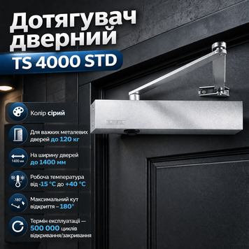 Доводчик дверей GEZE TS 4000 сірий 0218 фото