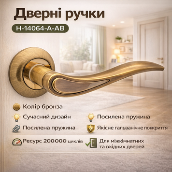 Ручки дверные межкомнатные H-14064-A-AB бронза 0171 фото