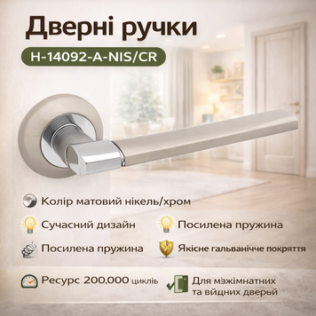 Ручки дверные межкомнатные H-14092-A-NIS/CR матовый никель/хром 0173 фото
