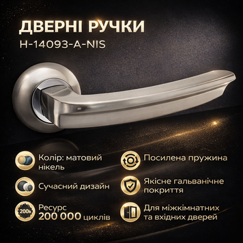 Ручки дверные межкомнатные H-14093-A-NIS матовый никель 0174 фото