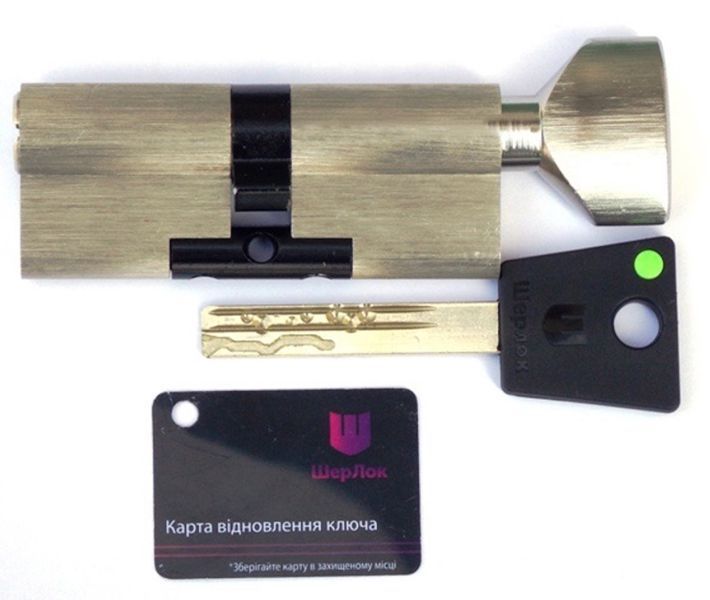 Циліндр замка Шерлок НК 80мм (35х45)-Т-SN ключ/поворотник профільний ключ сатин 0719 фото