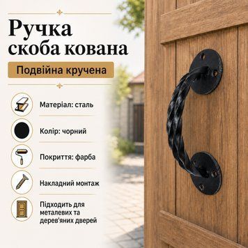 Ручка скоба кованная витая черная 0872 фото