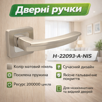 Ручки дверные межкомнатные H-22093-A-NIS матовый никель 0181 фото