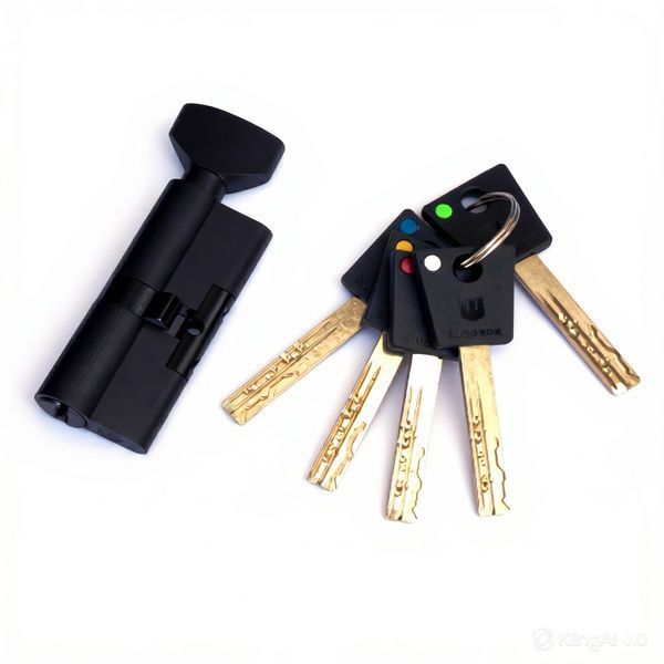 Циліндр замка Шерлок НК 90мм (45х45)-Т-BLACK ключ/поворотник профільний ключ чорний 0785 фото